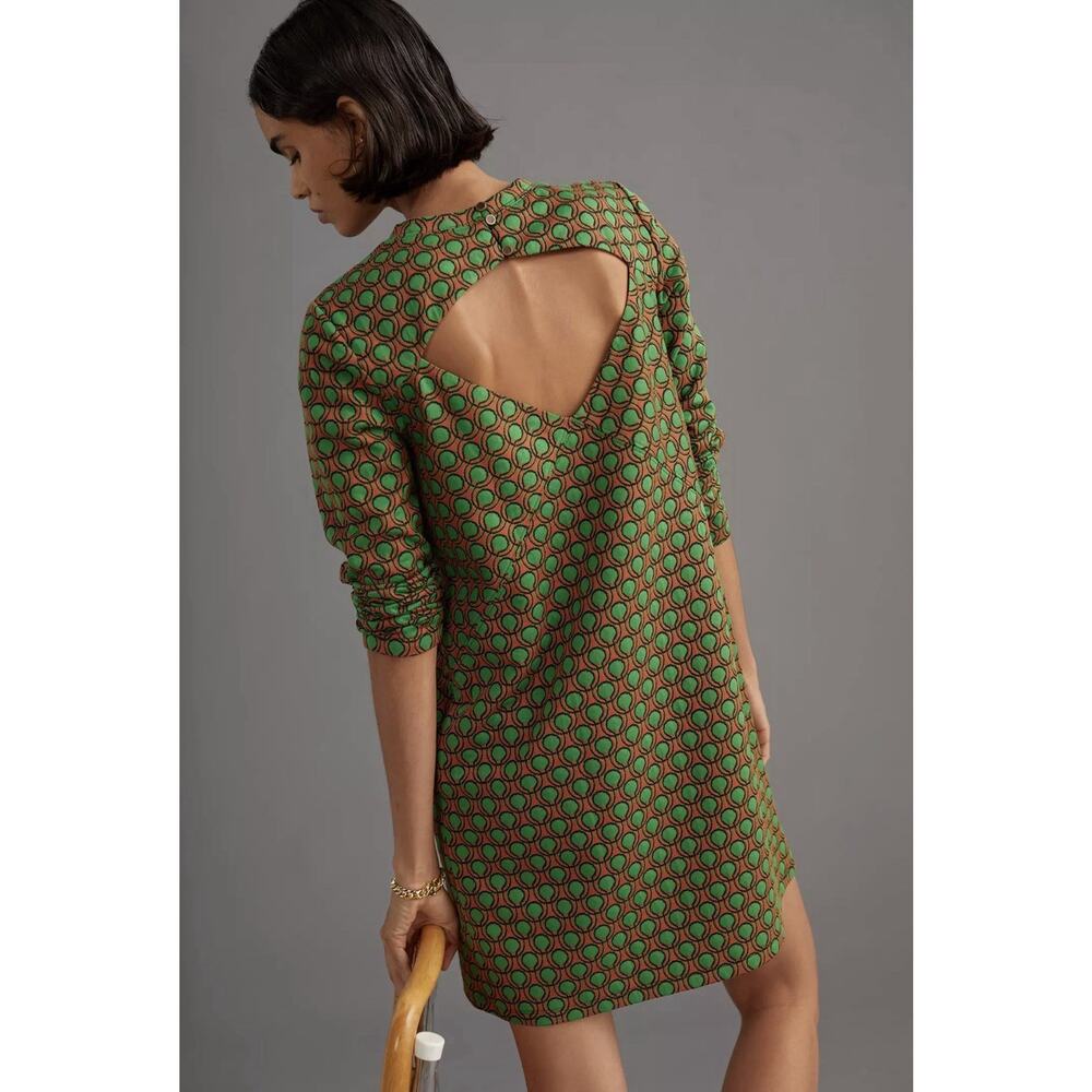 Anthropologie Maeve Jacquard Shift Mini Dress SZ Large Preppy Retro - Picture 2 of 9